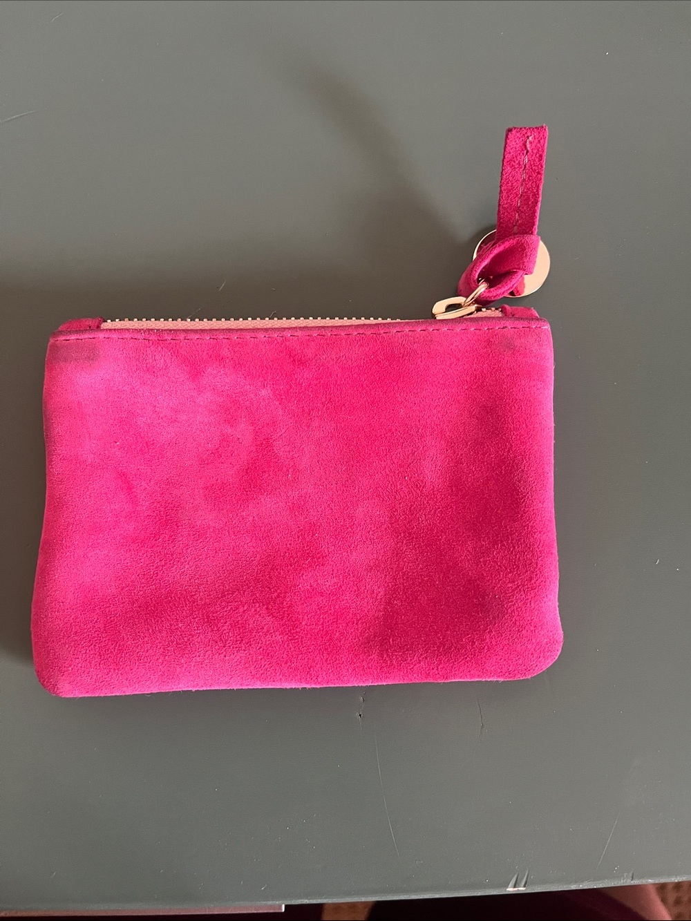 Hot pink suede Clare V coin clutch